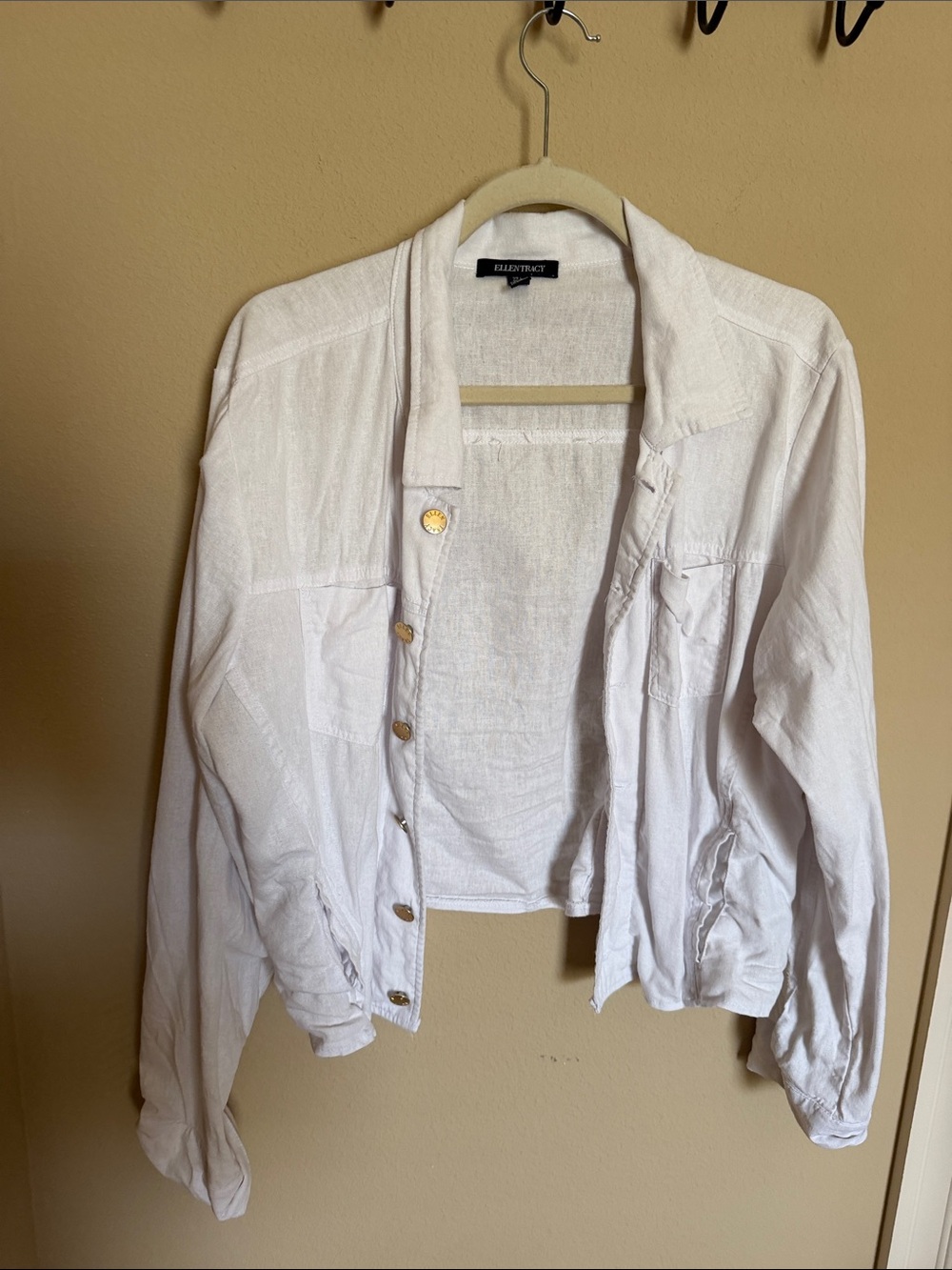 Eileen Fisher White Lightweight Open-Front Jacket